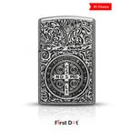 First Dot Classic Cross Engraved Cigarette Lighter