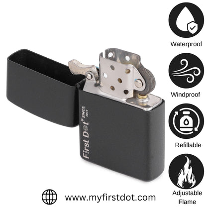 Classic Black lighter Windproof Cigarette Lighter for Men | Pocket Classic Lighter for Smoking | First Dot