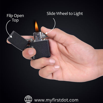 Classic Black lighter Windproof Cigarette Lighter for Men | Pocket Classic Lighter for Smoking | First Dot