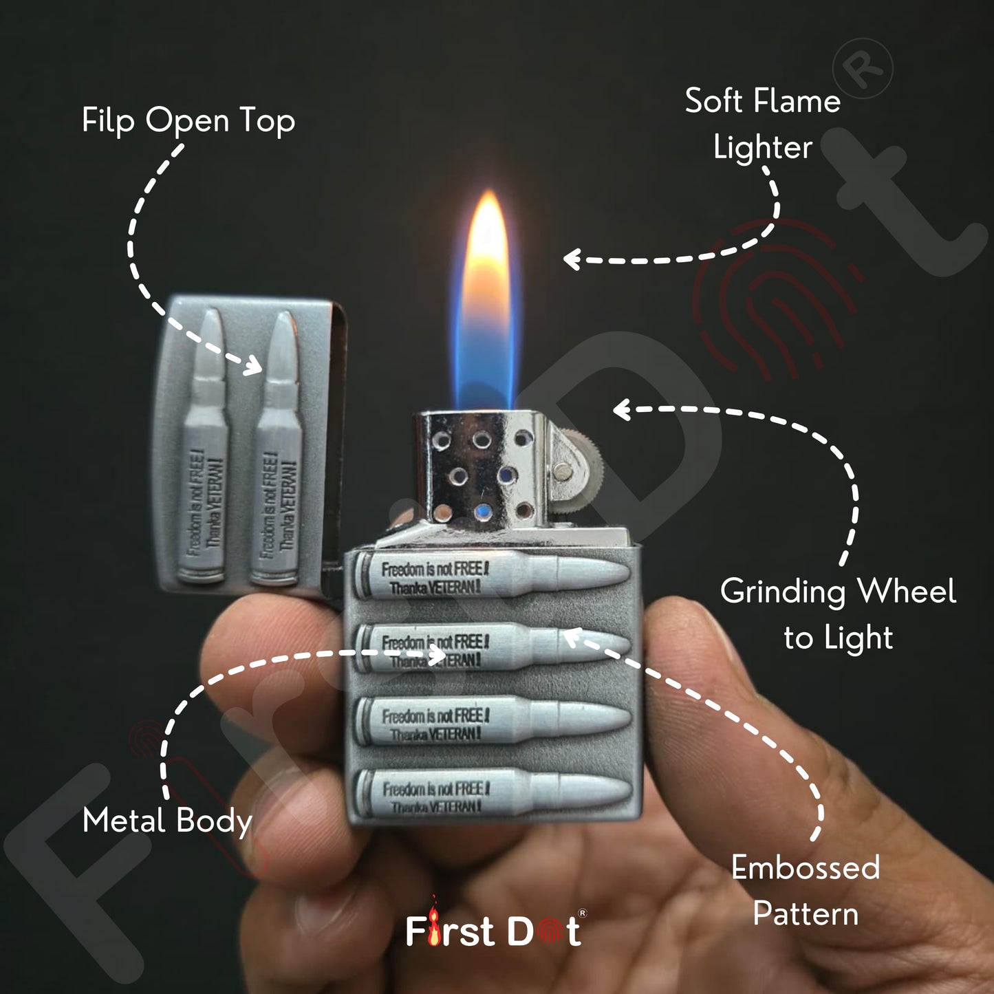 (Pack of 2) Classic Metal Gas Lighter Combo
