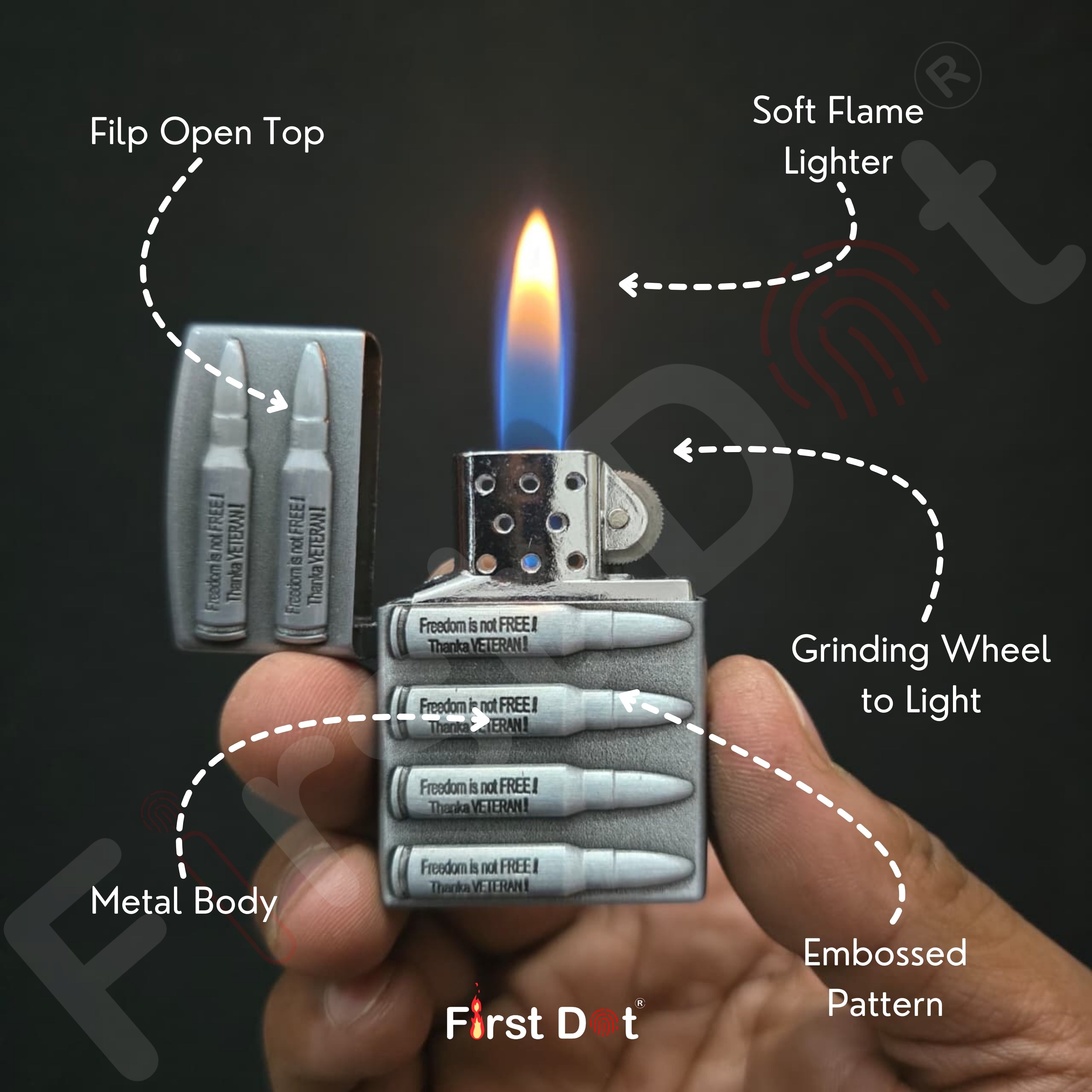 (Pack of 2) Classic Metal Gas Lighter Combo