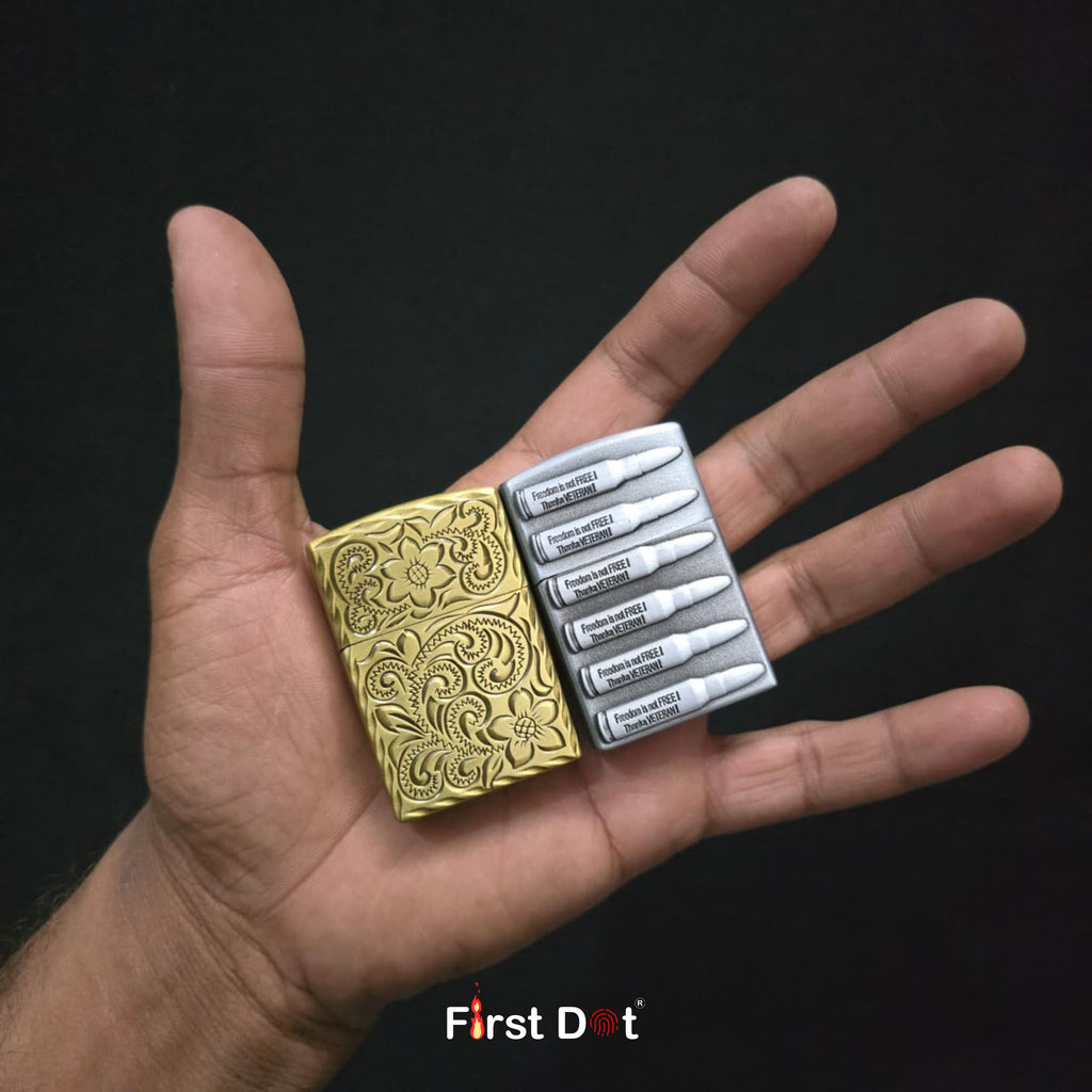 (Pack of 2) Classic Metal Gas Lighter Combo