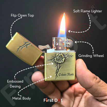 Combo of 2 Embossed Metal Cigarette Lighters + Free 50ml Fuel