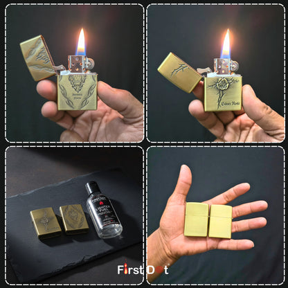 Combo of 2 Embossed Metal Cigarette Lighters + Free 50ml Fuel