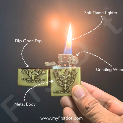 Combo of 2 Embossed Metal Cigarette Lighters + Free 50ml Fuel