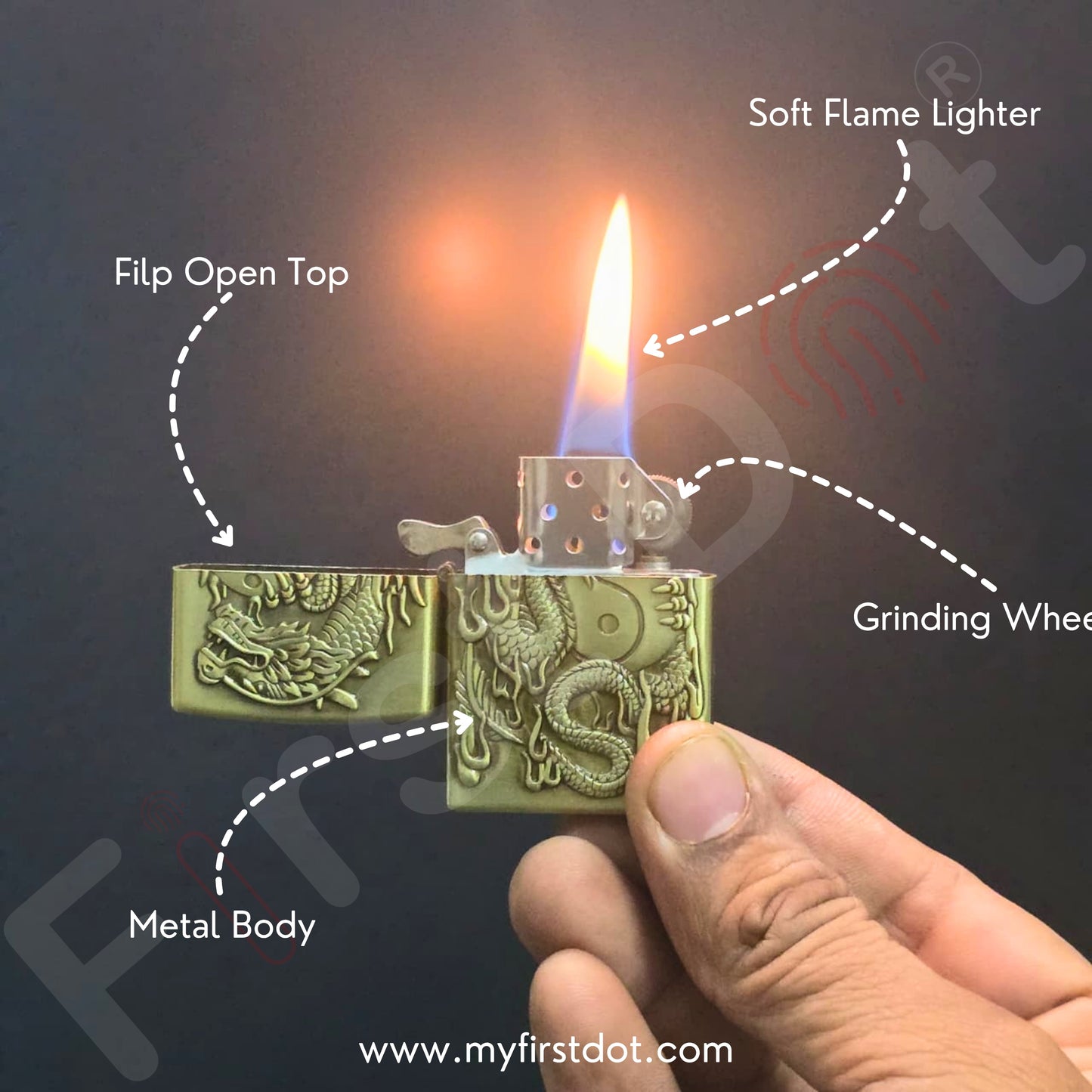 Combo of 2 Embossed Metal Cigarette Lighters + Free 50ml Fuel