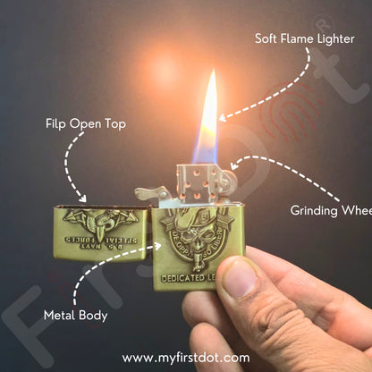 Combo of 2 Embossed Metal Cigarette Lighters + Free 50ml Fuel