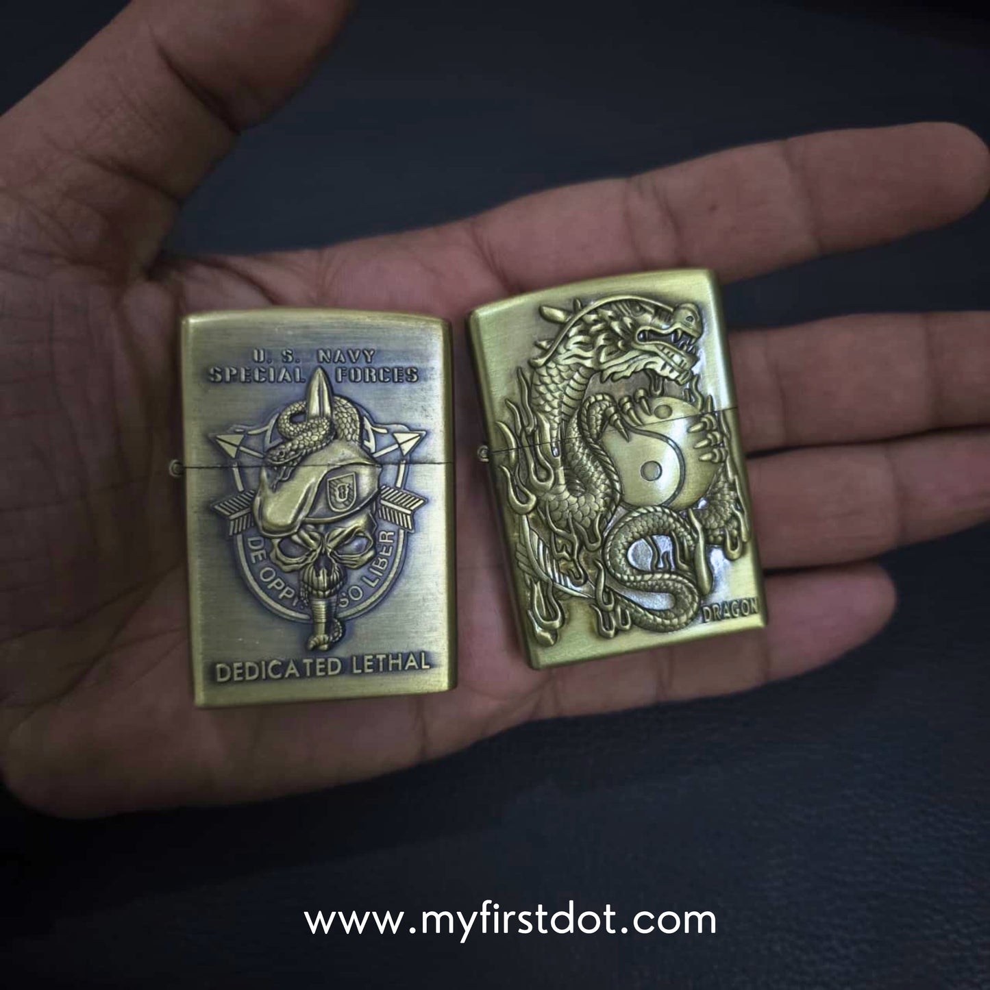 Combo of 2 Embossed Metal Cigarette Lighters + Free 50ml Fuel