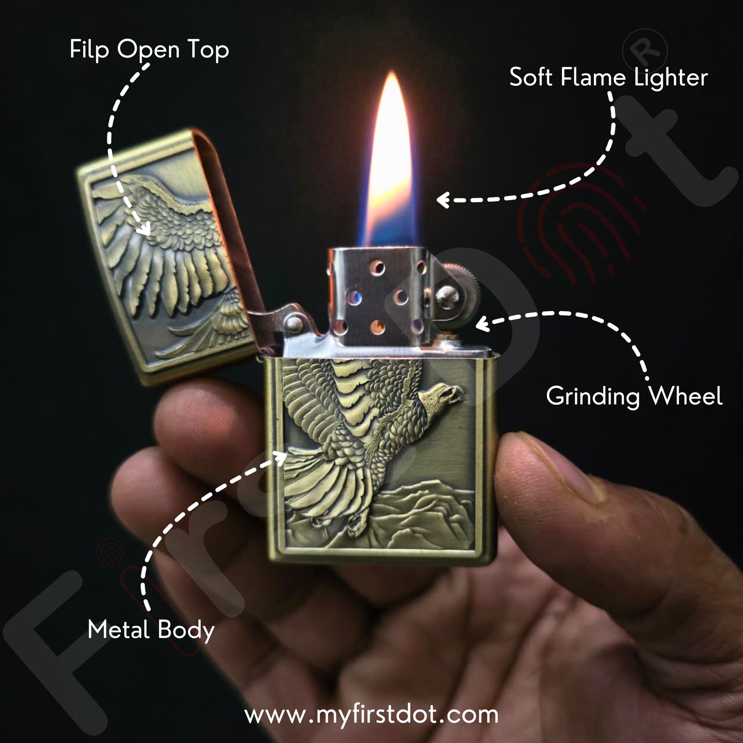 Combo of 2 Embossed Metal Cigarette Lighters + Free 50ml Fuel