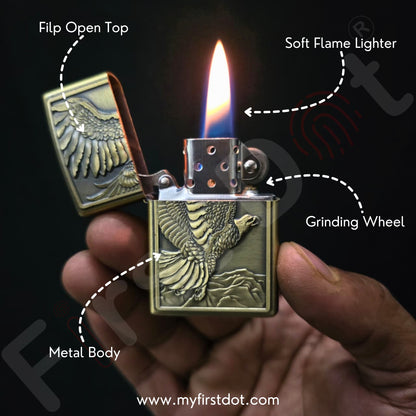 Combo of 2 Embossed Metal Cigarette Lighters + Free 50ml Fuel
