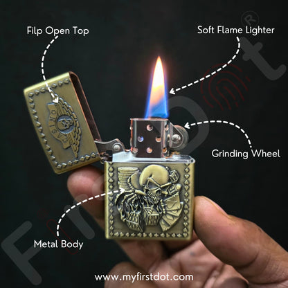 Combo of 2 Embossed Metal Cigarette Lighters + Free 50ml Fuel