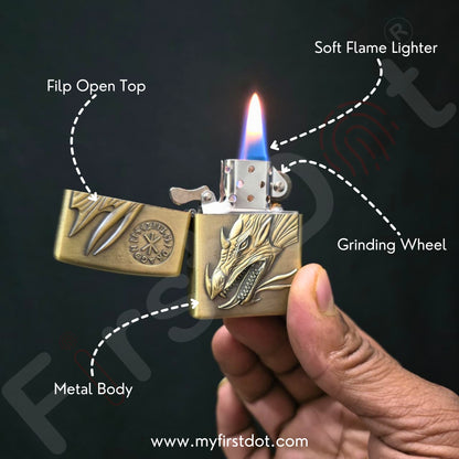Combo of 2 Embossed Metal Cigarette Lighters + Free 50ml Fuel