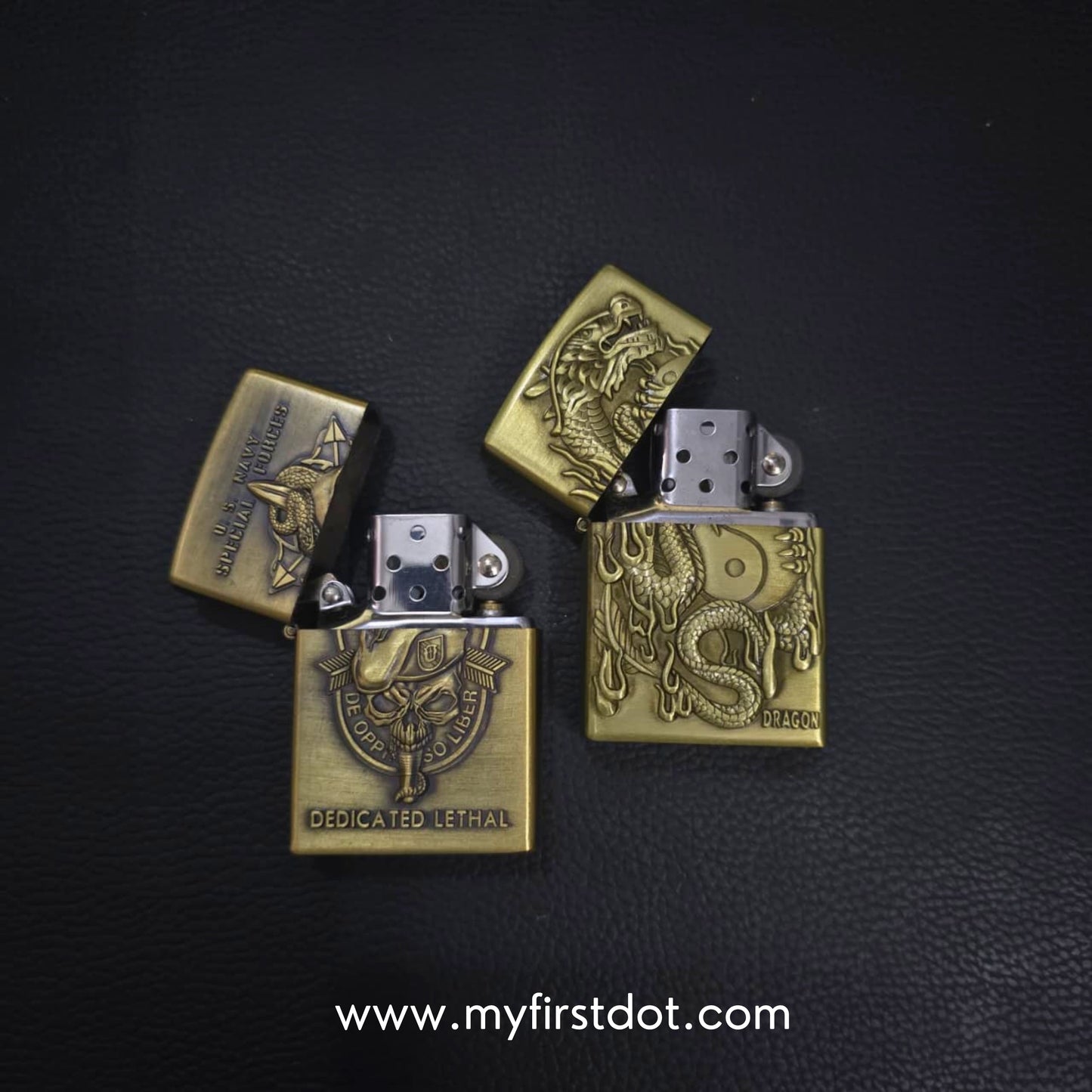 Combo of 2 Embossed Metal Cigarette Lighters + Free 50ml Fuel