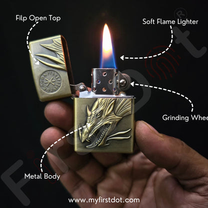 Combo of 2 Embossed Metal Cigarette Lighters + Free 50ml Fuel