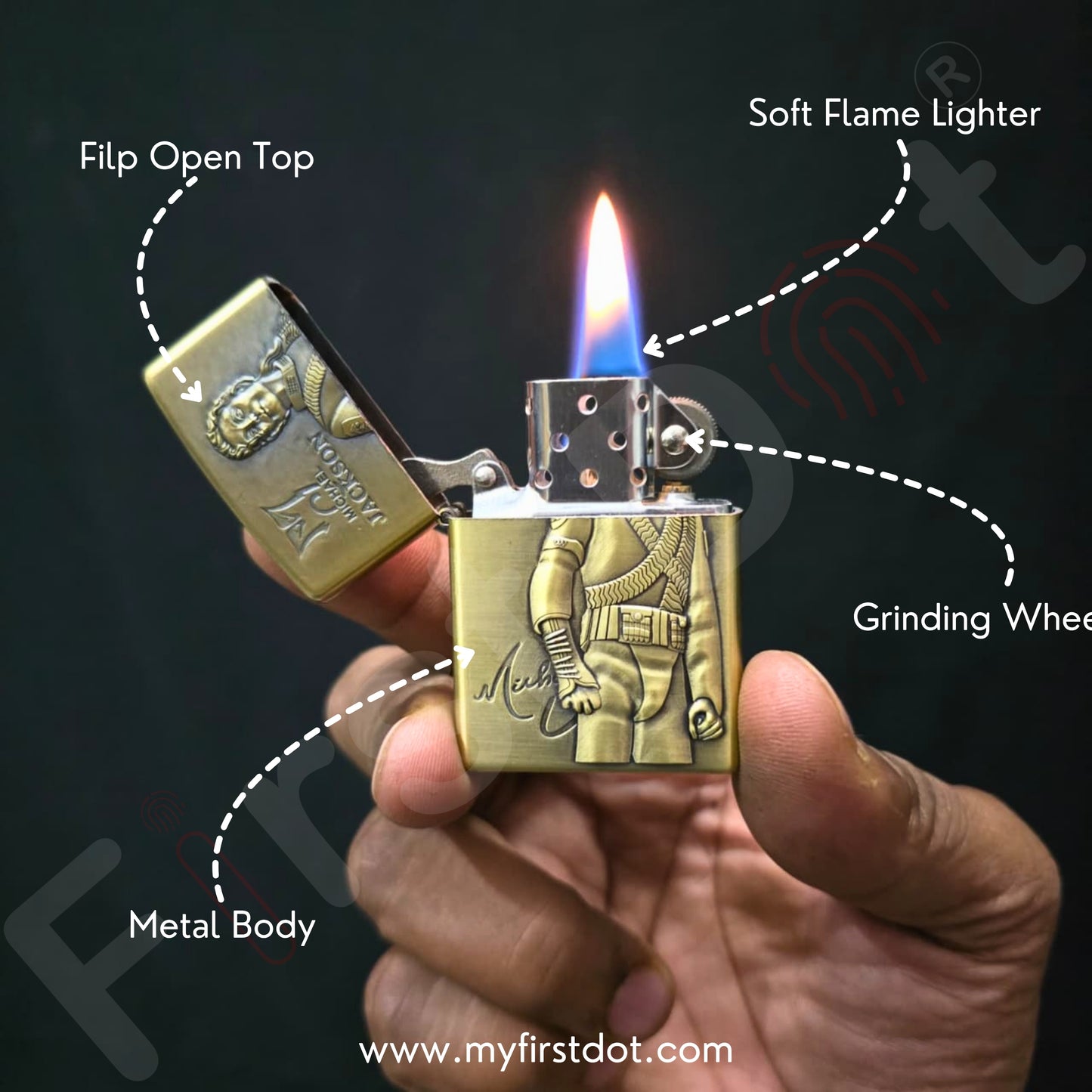 Combo of 2 Embossed Metal Cigarette Lighters + Free 50ml Fuel