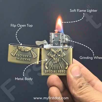 Combo of 2 Embossed Metal Cigarette Lighters + Free 50ml Fuel