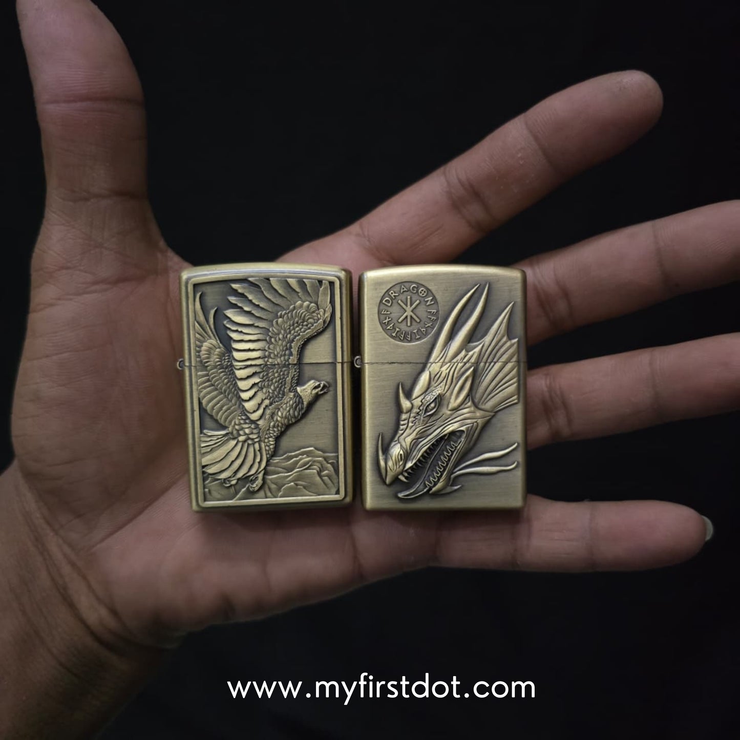 Combo of 2 Embossed Metal Cigarette Lighters + Free 50ml Fuel