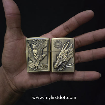 Combo of 2 Embossed Metal Cigarette Lighters + Free 50ml Fuel