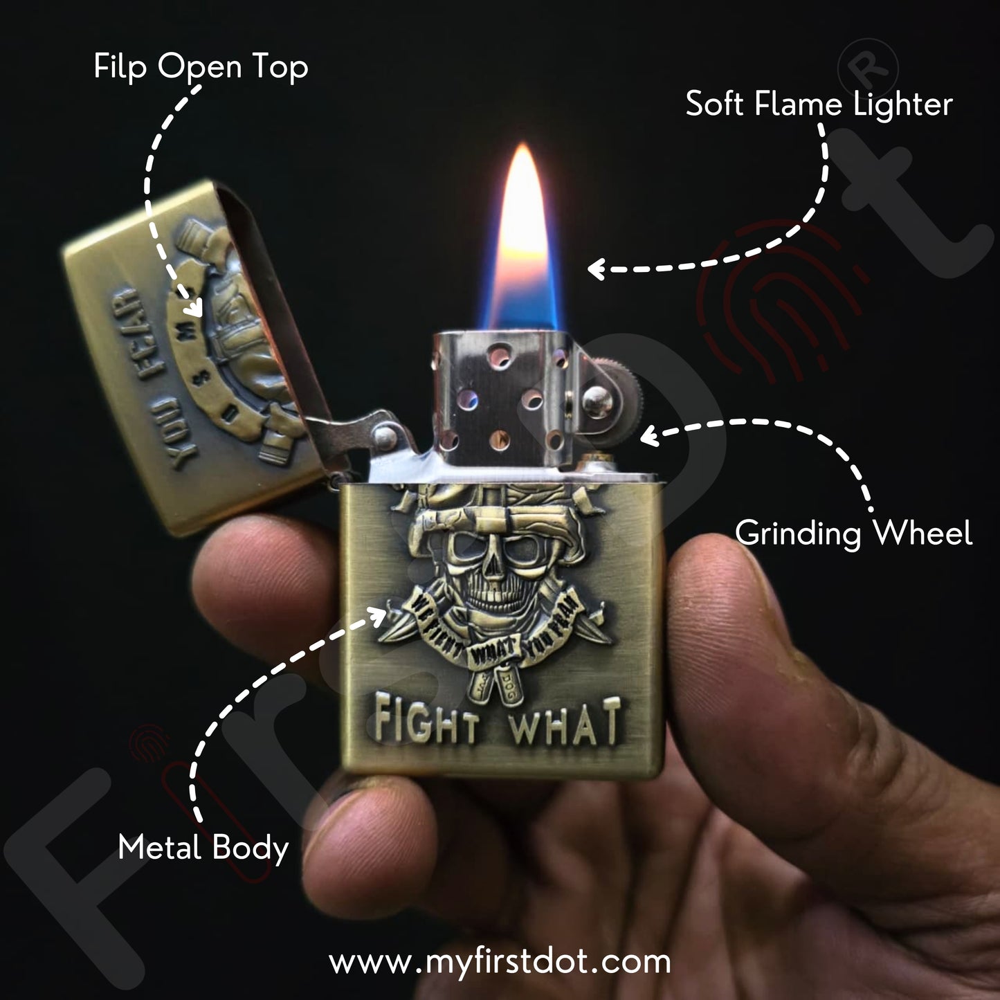 Combo of 2 Embossed Metal Cigarette Lighters + Free 50ml Fuel