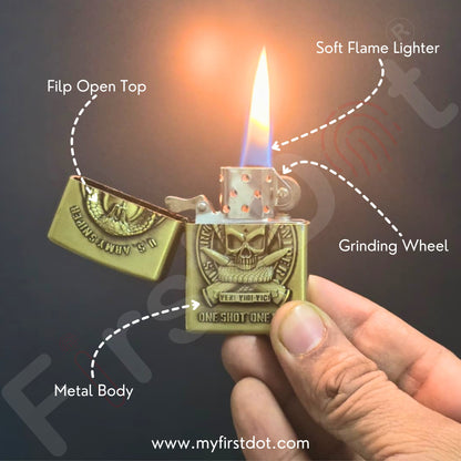 Combo of 2 Embossed Metal Cigarette Lighters + Free 50ml Fuel