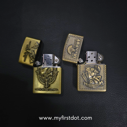 Combo of 2 Embossed Metal Cigarette Lighters + Free 50ml Fuel