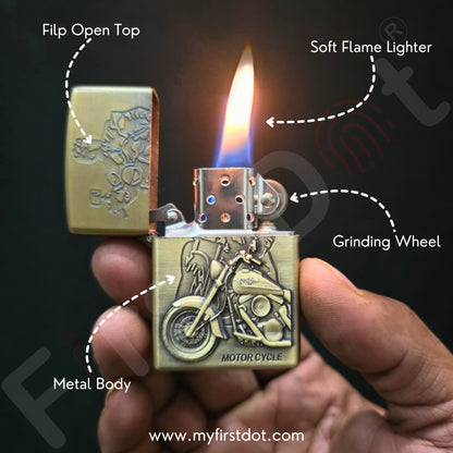 Combo of 2 Embossed Metal Cigarette Lighters + Free 50ml Fuel