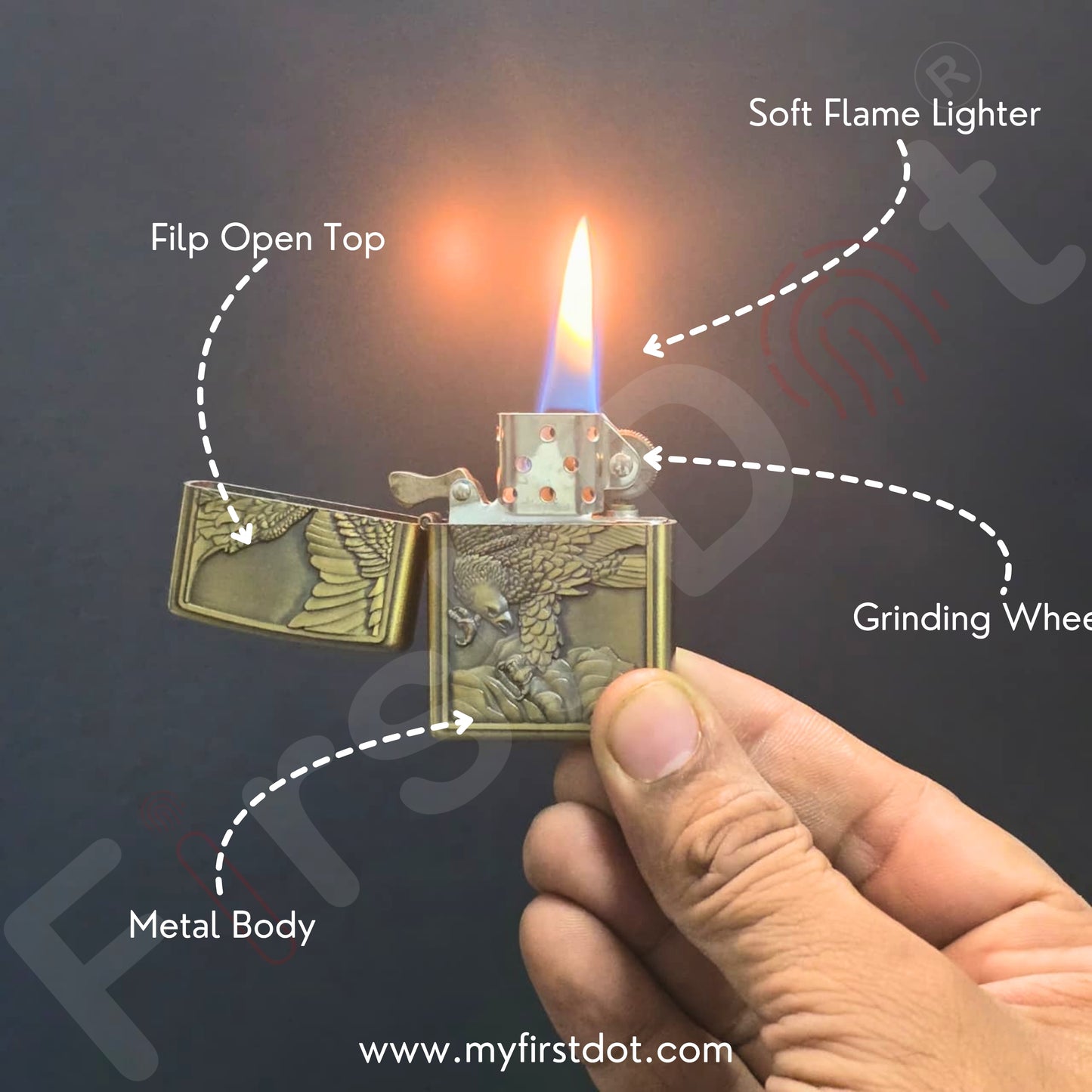 Combo of 2 Embossed Metal Cigarette Lighters + Free 50ml Fuel