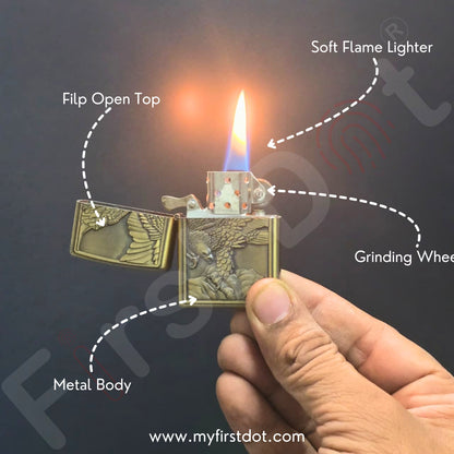 Combo of 2 Embossed Metal Cigarette Lighters + Free 50ml Fuel