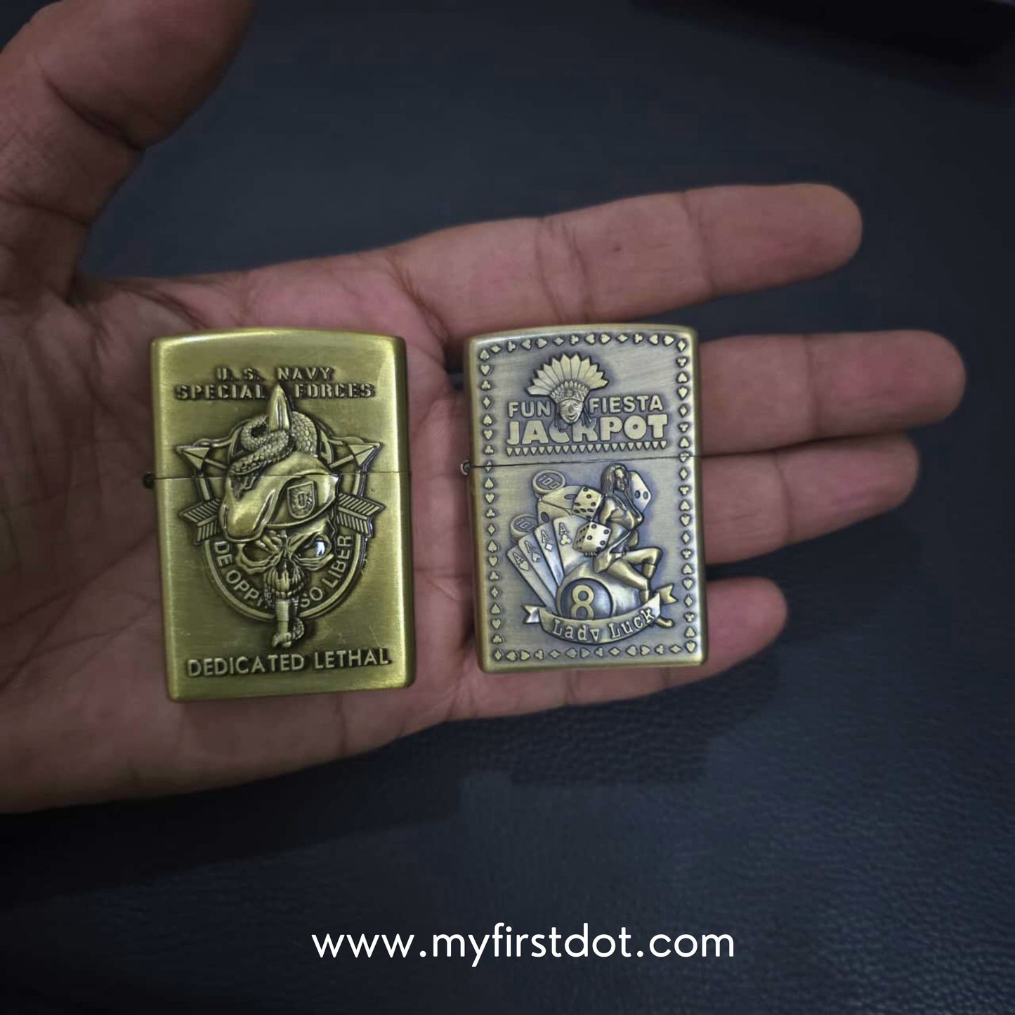 Combo of 2 Embossed Metal Cigarette Lighters + Free 50ml Fuel