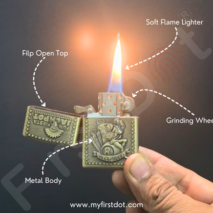 Combo of 2 Embossed Metal Cigarette Lighters + Free 50ml Fuel