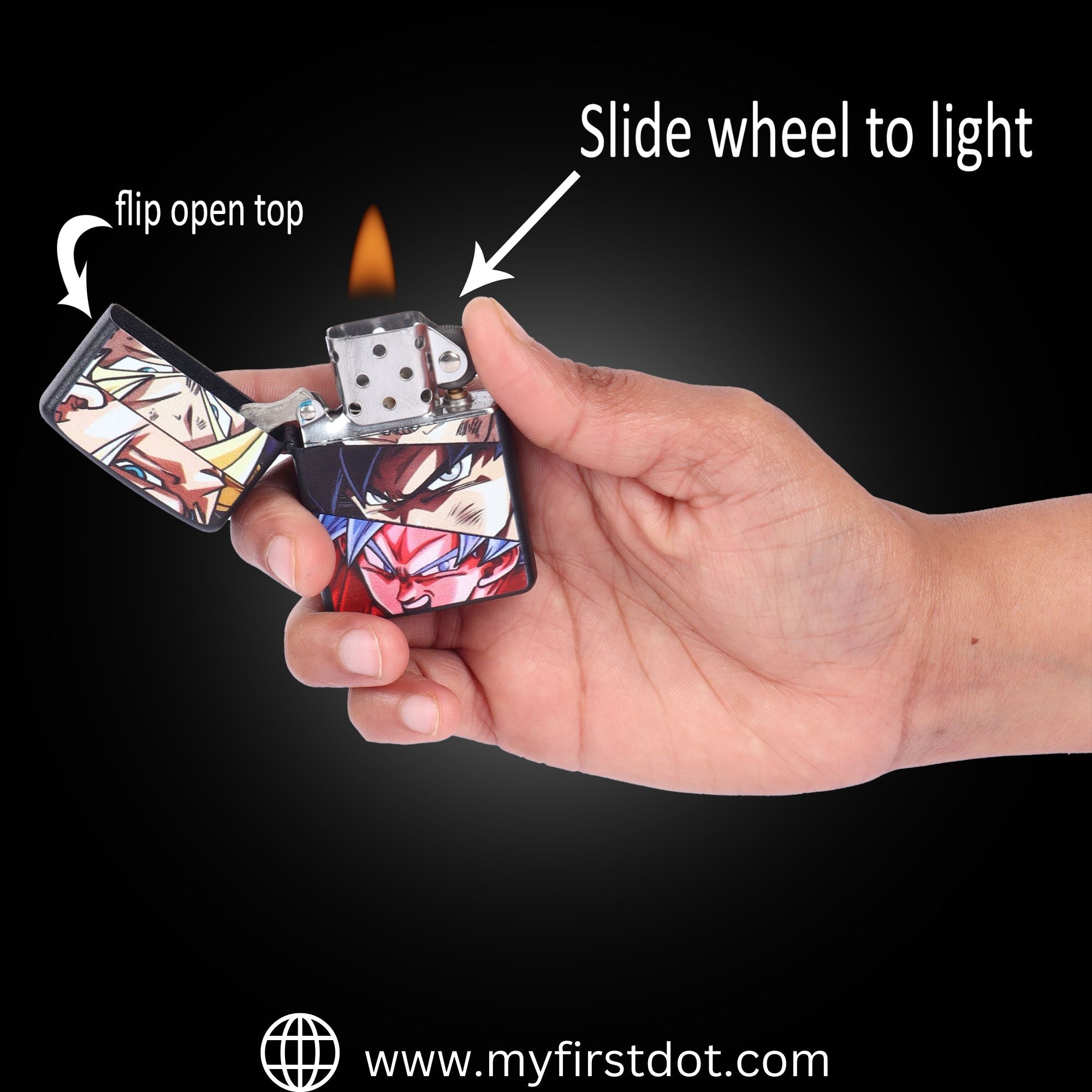 First Dot Anime Eyes Windproof Cigarette Lighter