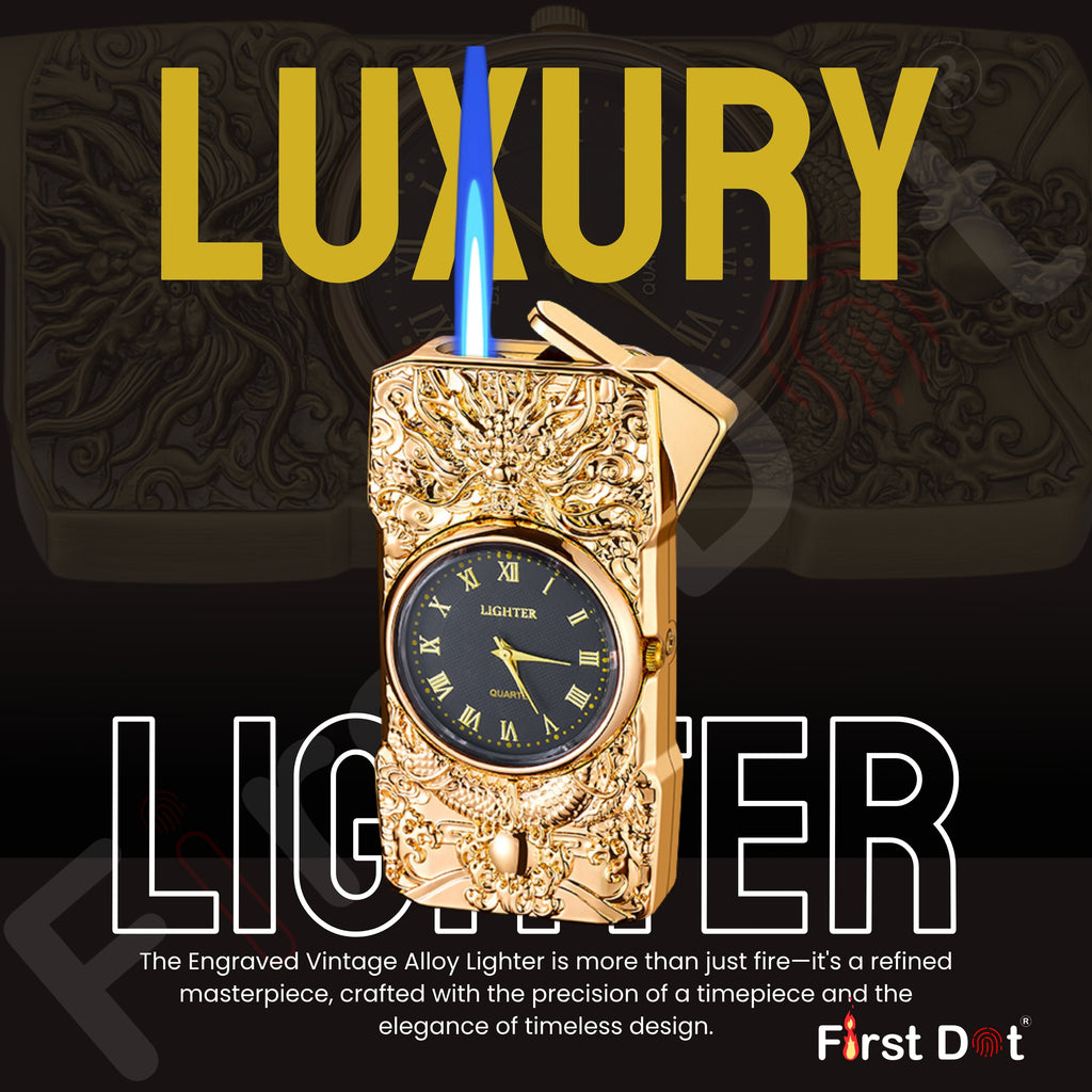 Modern men’s metal lighter with dual function—watch and flame