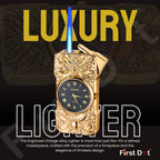 Modern men’s metal lighter with dual function—watch and flame