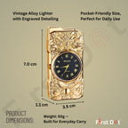 Sleek silver gas lighter featuring watch dial and windproof jet flame nozzle.