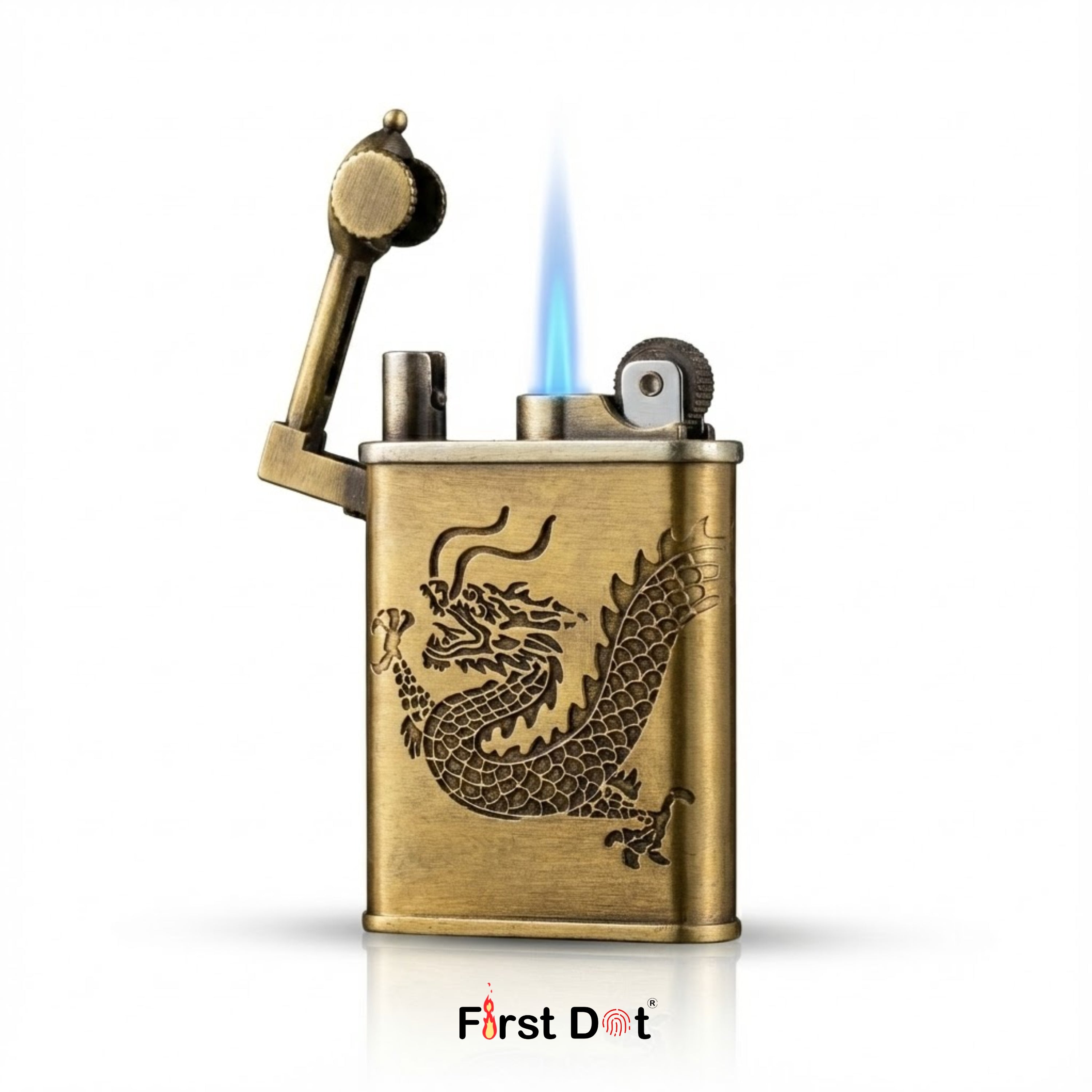 Dragon Embossed Pattern Slim Jet Fire Cigar Windproof Lighter