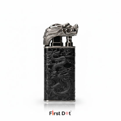 Dragon Engraved Dual Flame Wind-Resistant Metal Lighter (Black)