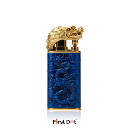 Dragon Engraved Dual Flame Wind-Resistant Metal Lighter (Blue)