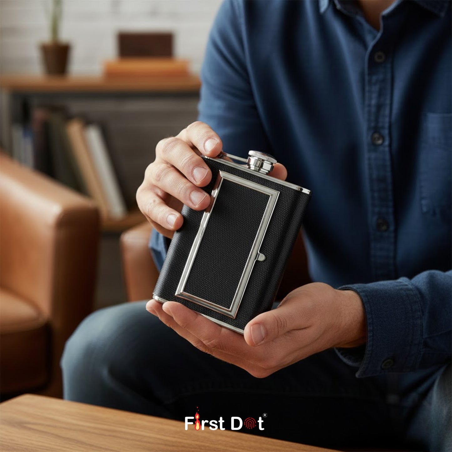 Metal Hip Flask with Hidden Cigarette Case | Flask for Travel 8oz