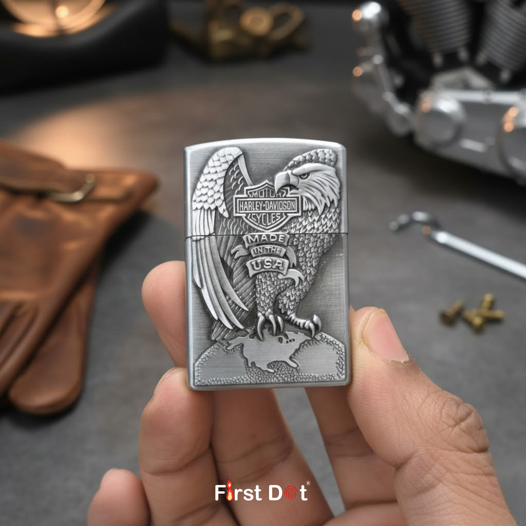 Eagle Crest Engraved Gas Lighter | Wind-Resistant Metal Body