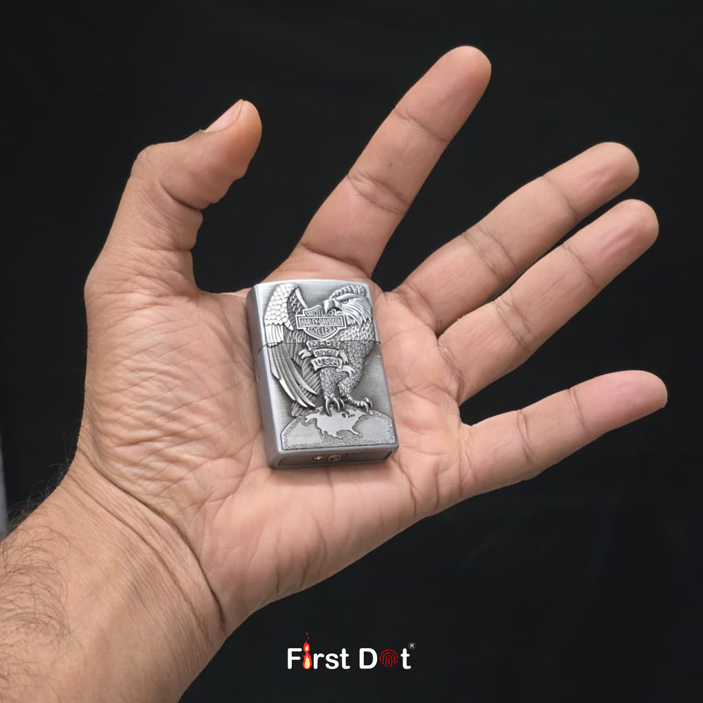 Eagle Crest Engraved Gas Lighter | Wind-Resistant Metal Body