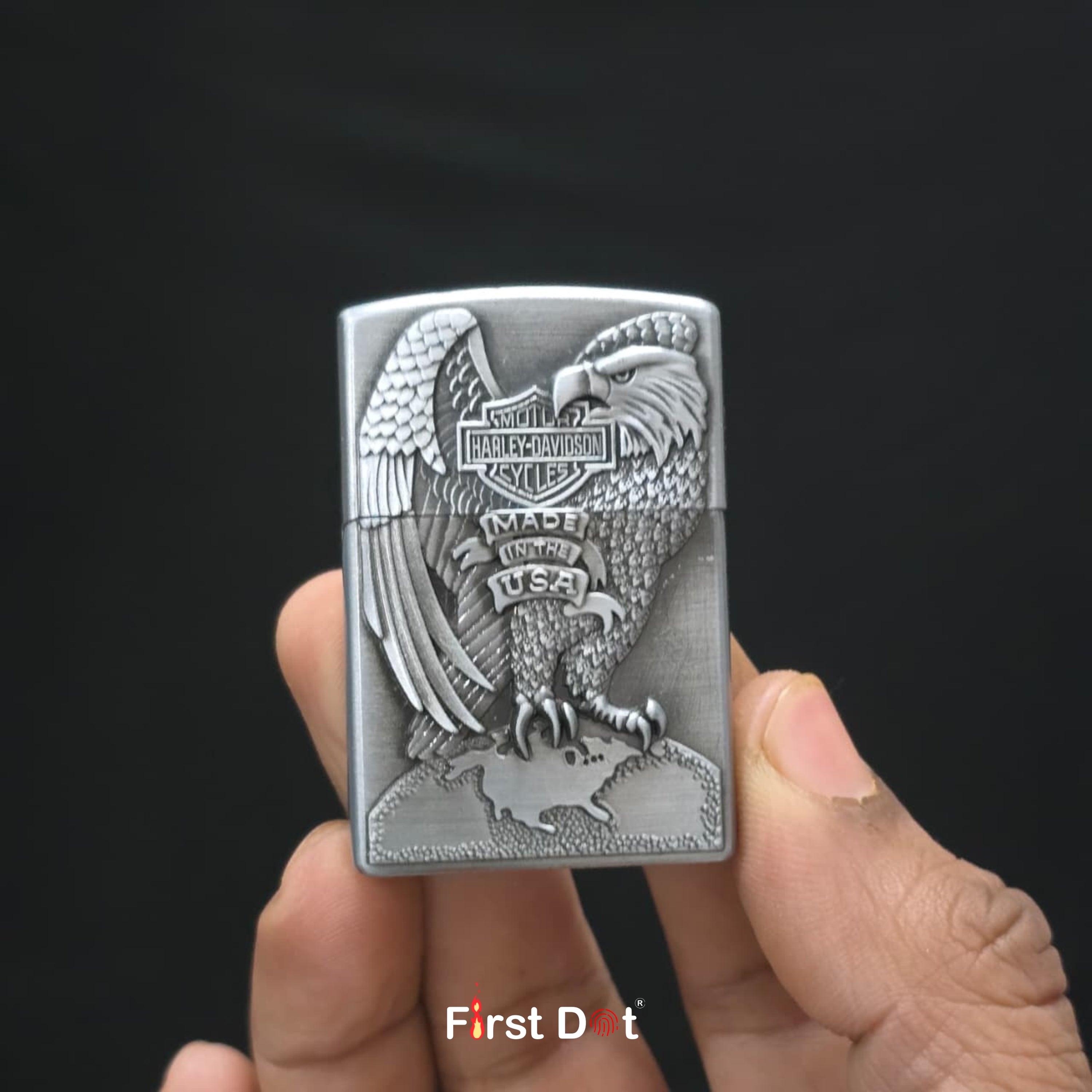Eagle Crest Engraved Gas Lighter | Wind-Resistant Metal Body