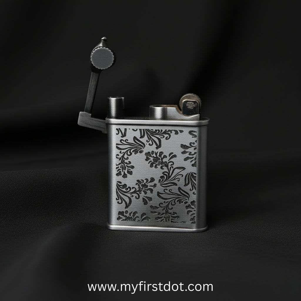 Decorative lighter with floral patterns on a black background