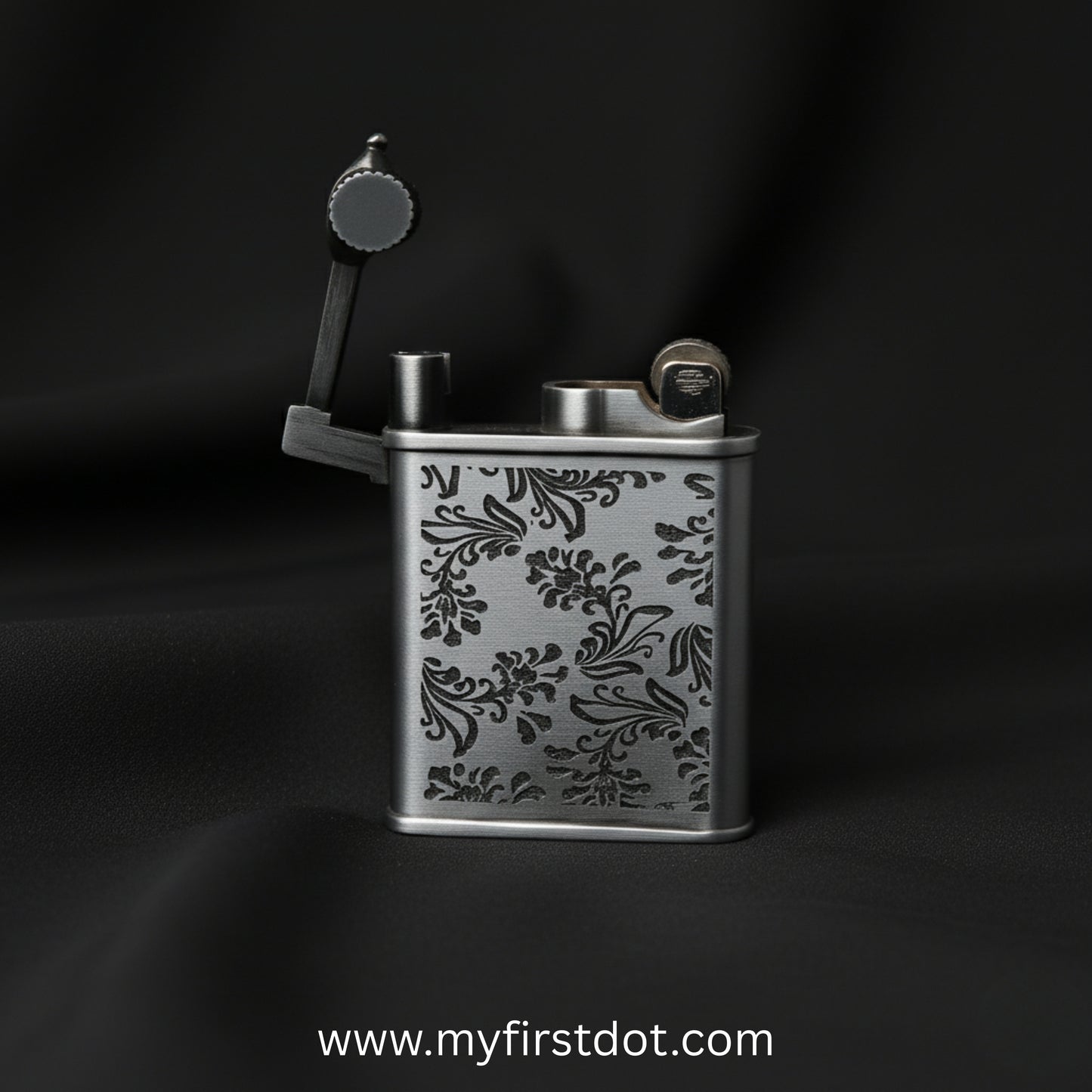 Decorative lighter with floral patterns on a black background