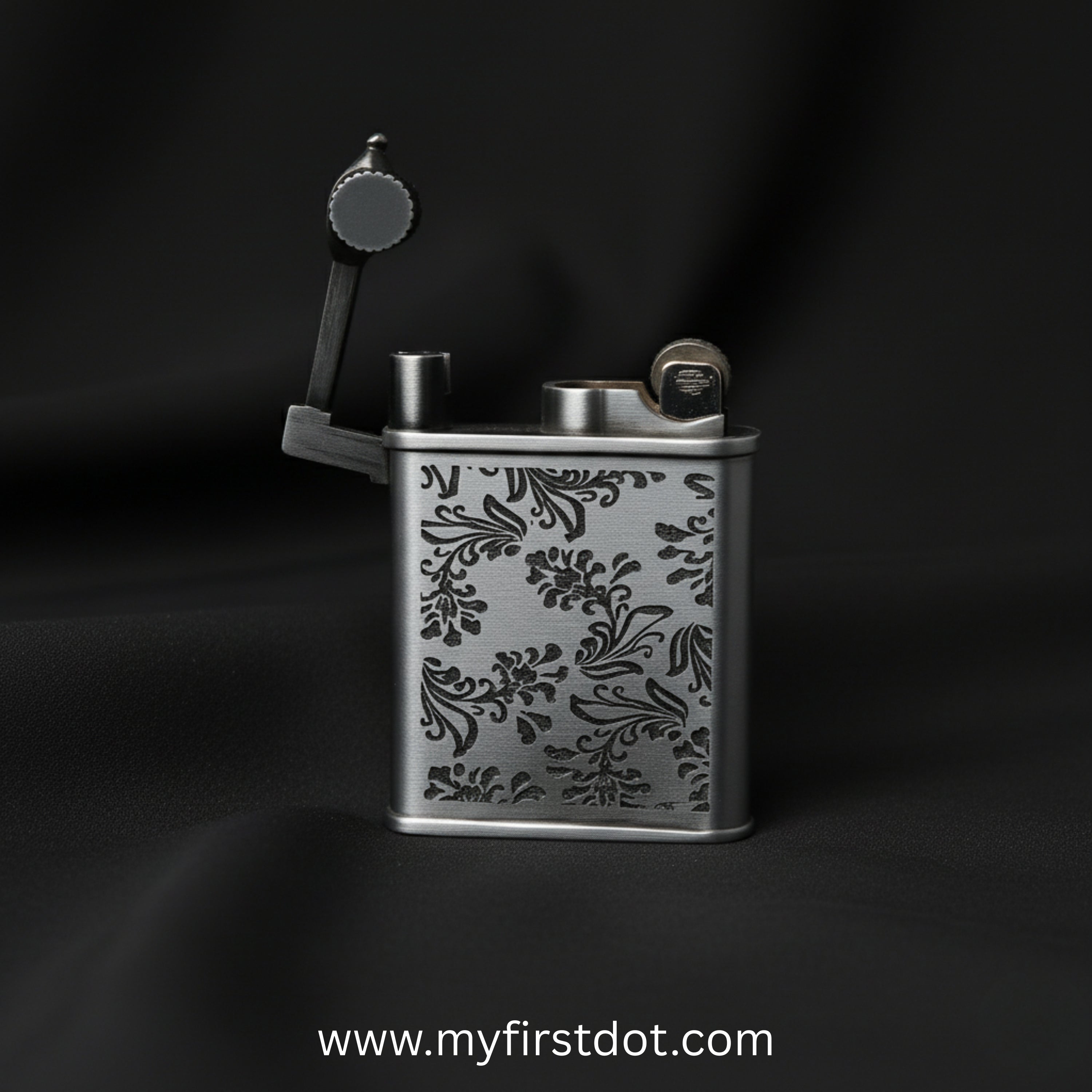 Decorative lighter with floral patterns on a black background