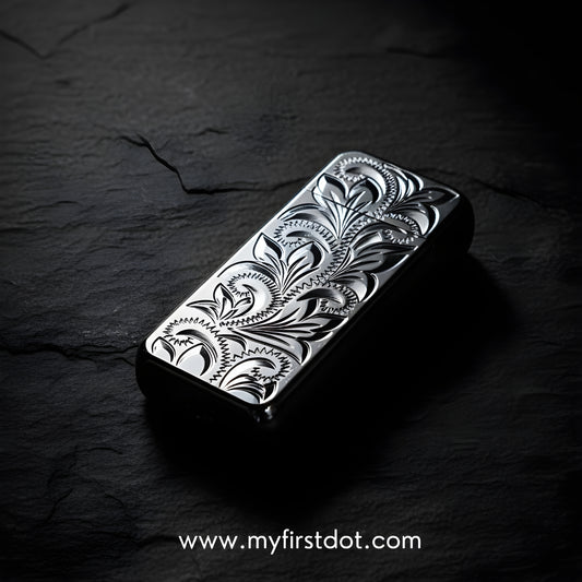 Engraved Vintage Floral Design Lighter | Metal Silver Finish