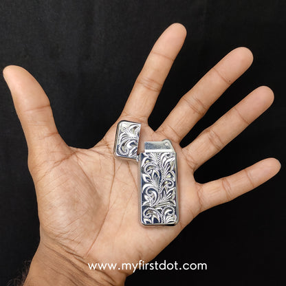 Engraved Vintage Floral Design Lighter | Metal Silver Finish