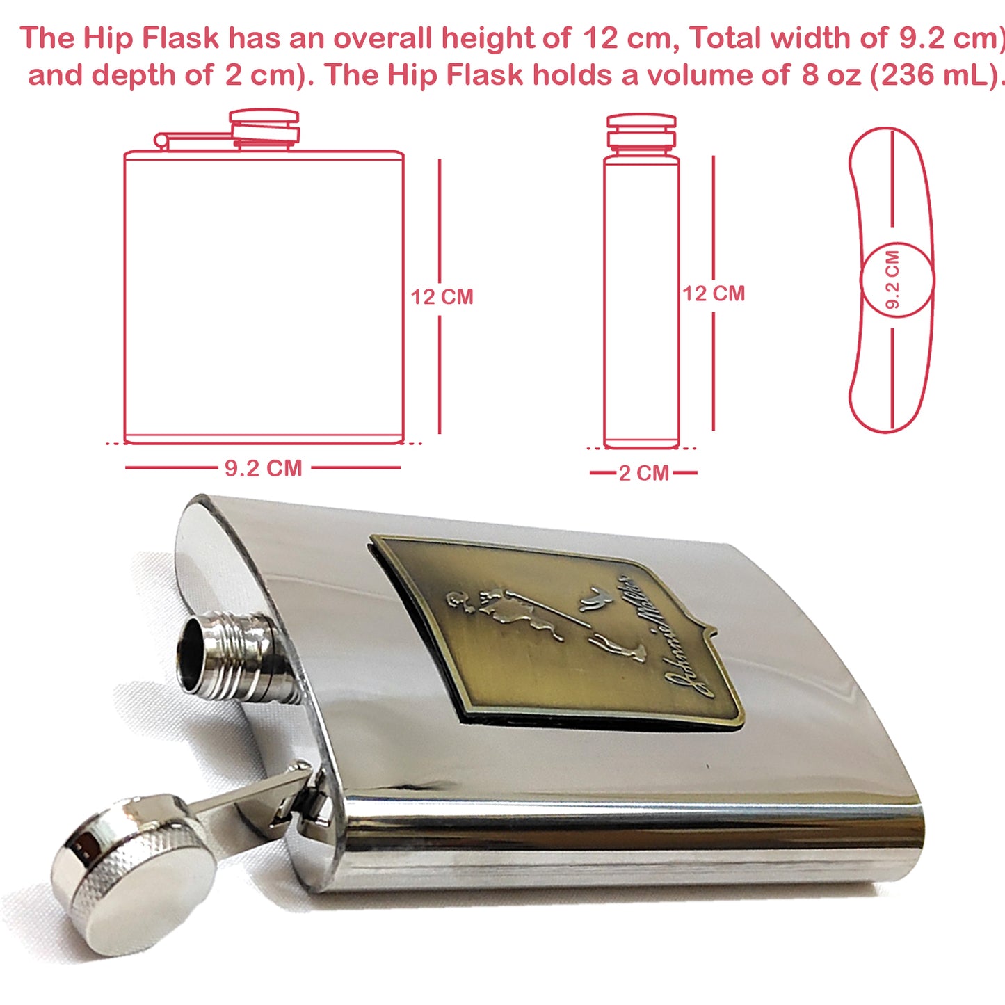 Johnny Walker Premium Pocket Stainless Steel Hip Flask – Gift for Men | First Dot