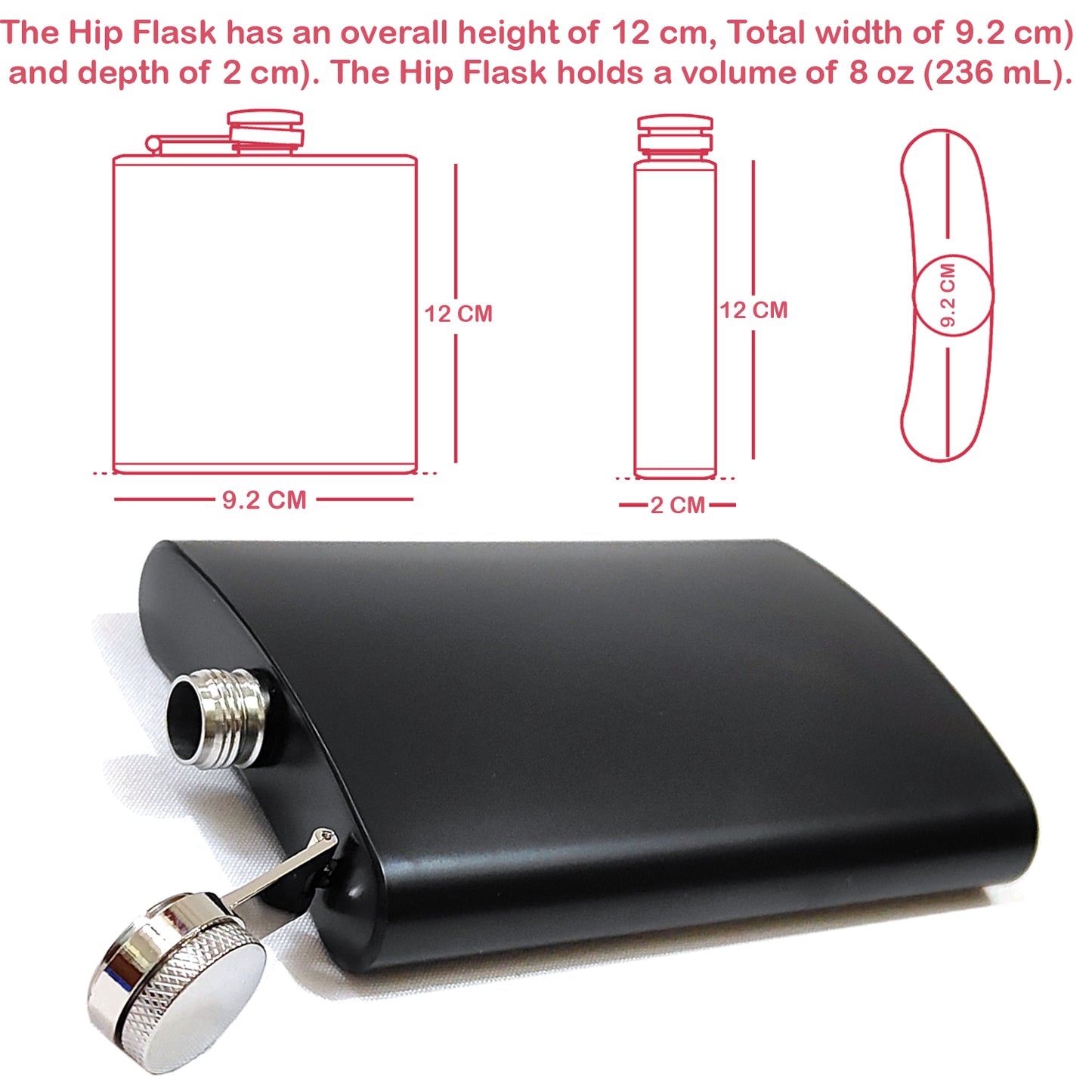 Premium Black Pocket Stainless Steel Hip Flask – Gift for Men | First Dot