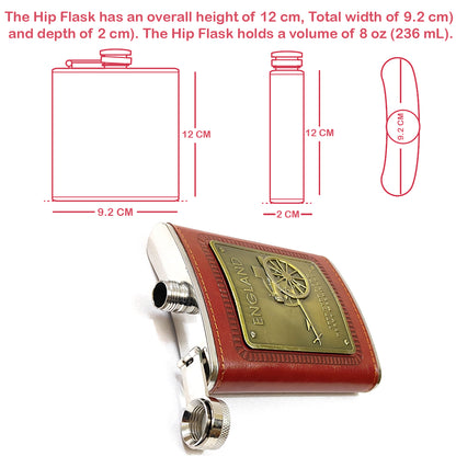 England Premium Pocket Stainless Steel Hip Flask – Gift for Men | First Dot
