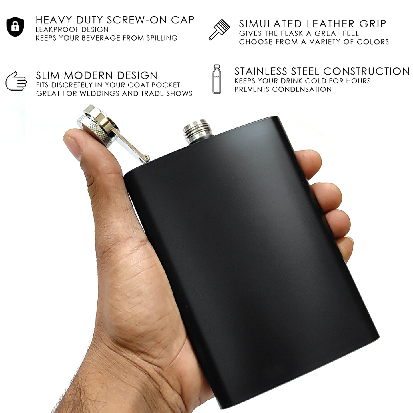 Premium Black Pocket Stainless Steel Hip Flask – Gift for Men | First Dot
